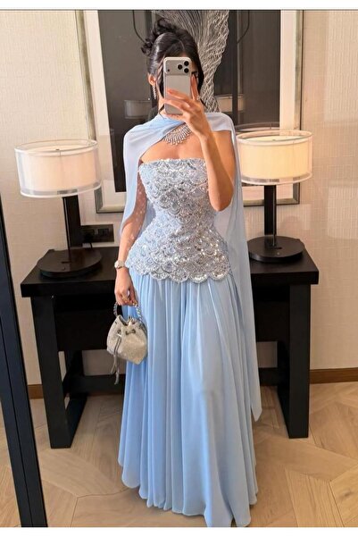 saher-alshrek Ready-Made Sky Blue Evening Dress