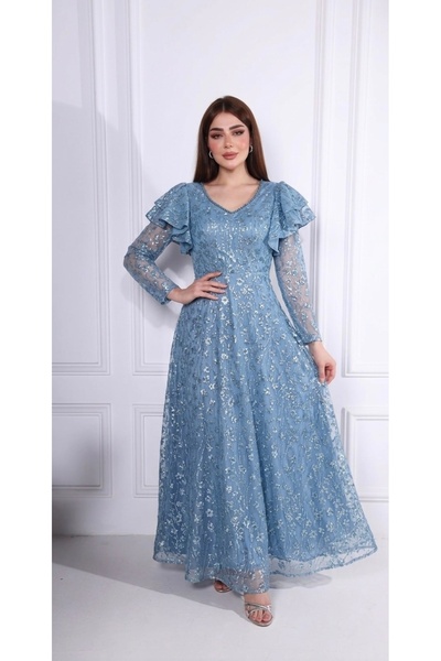 ٌRominz fashion Luxurious Full Embroidered Tulle Evening Gown - Fast Local Sh...