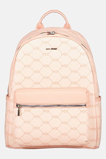 Max Studio حقيبة ظهر بشعار العلامة التجارية للنساء، باللون الوردي الفاتح