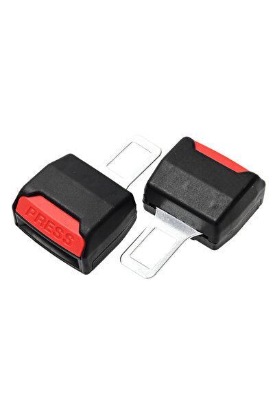 Lawazim قطعتان من مشابك حزام الأمان - موسع عالمي مع مانع إنذار وكاتم صوت، أسود