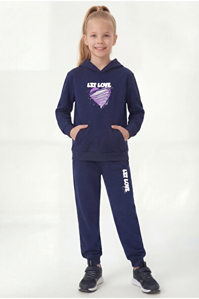 FYK COLLECTİON Σετ φόρμας για κορίτσια με λεπτομέρεια εκτύπωσης Love και τσέπ...