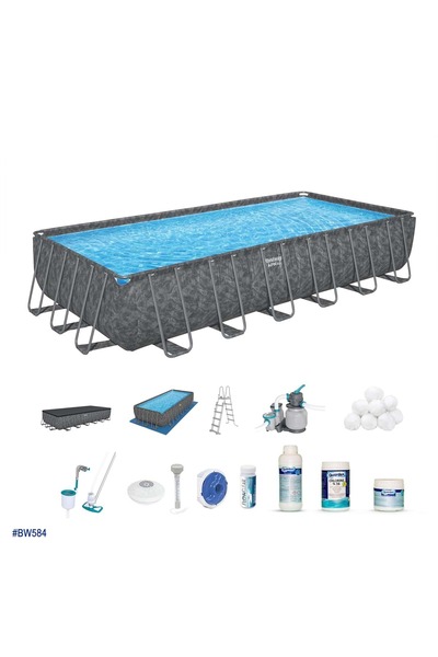 BESTWAY ® APX 365™ 561KG Dikdörtgen Prefabrik Havuz Seti 7,32 m x 3,66 m x 1,...