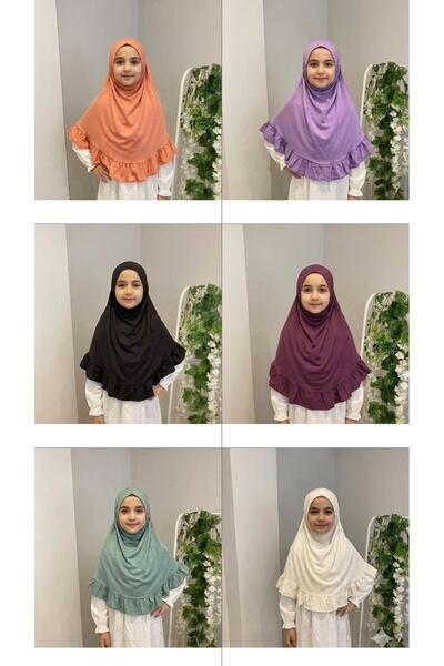 UHDE STORE Girl's Practical Headscarf, Ready-To-Wear Cotton Comfortable Ruffled Headscarf