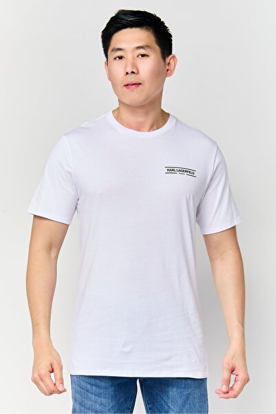 Karl Lagerfeld تي شيرت رجالي بشعار العلامة التجارية بأكمام قصيرة ورقبة دائرية...