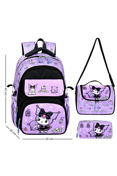 Royal Glow Leather Printed Cute Kuromi Themed Girls' School Bag Thermal Lunch...