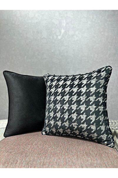 Fabricland DETROIT-2 NEGRU ALB CUȚIT DE GĂTĂ COMBINARE DUBLĂ 43x43 HUSĂ DE PR...