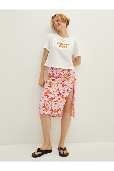 LC Waikiki Elastic Waist Floral Viscose Women's Tube Skirt