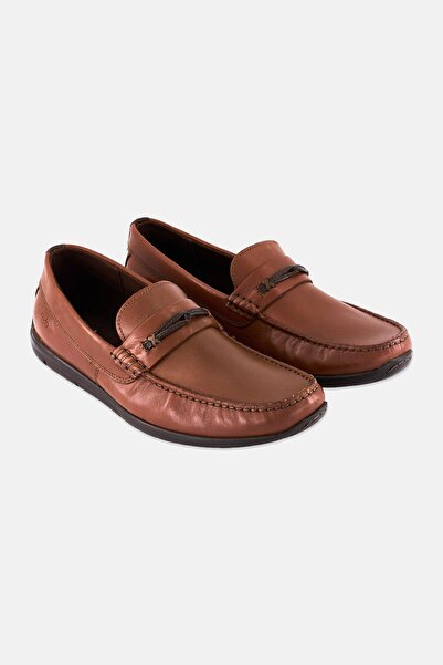 CLARKS Men Standard Karlock Trim Leather Slip On Casual Shoes, Brown