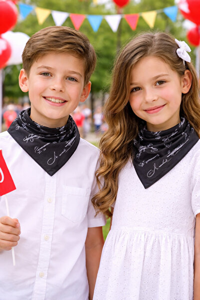 HER ŞEY NOTA www.herseynota.com Set de 24 eșarfe negre cu model Atatürk – Des...