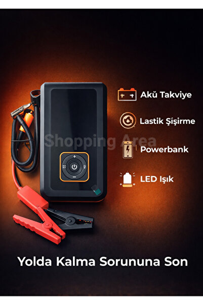Shopping Area Akü Takviye Cihazı Hava Kompresörlü Powerbank Özellikli Taşınab...