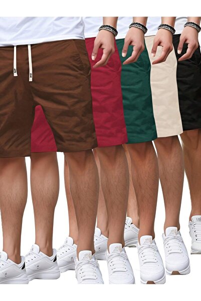 Gollinger Pachet de 5 pantaloni scurți din bumbac pieptănat pentru bărbați GO...