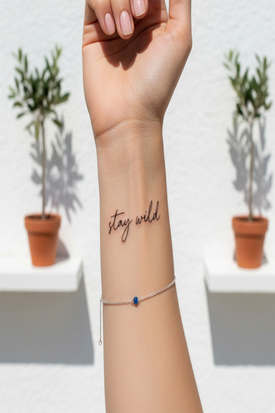 pivok "Stay Wild" Yazılı Minimalist Yarı Kalıcı Dövme / 1 Ay Kalıcı - Özgür R...