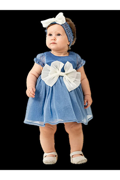 The-kid.co SELIN BOW PARTY DRESS - BLUE