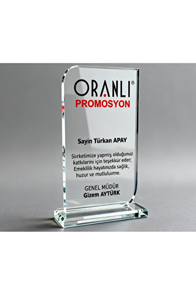 Kişiye Özel Baskılı Kristal Cam Plaket No:03/1