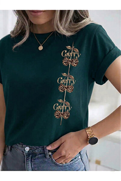 Trend Sizde Unisex Leopard Cherry Road Special Design Front Printed Design Ts...