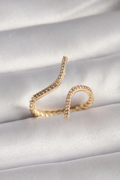 Marsilyan Nvdn- İetaks ™   Brass Gold Color Zircon Stone Women's Ring Iegrs-N...