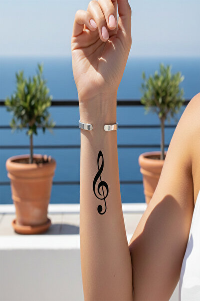 pivok ol Anahtarı Yarı Kalıcı Dövme / 1 Ay Kalıcı - Müzik Temalı Minimalist v...