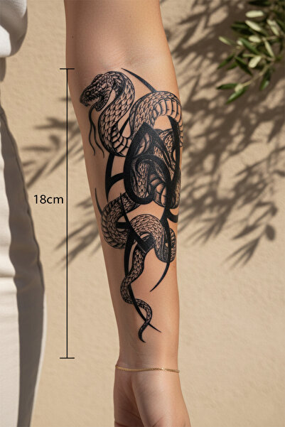 pivok Tribal Sarmal ve Detaylı Yılan Figürlü Sanatsal Tattoo - Yarı Kalıcı / ...