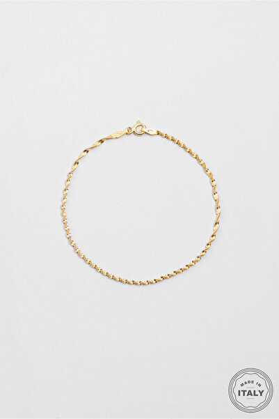 So CHIC... Nova İtalyan Burgu Zincir 18 Ayar Sarı Altın Kaplama 19 Cm Gümüş B...