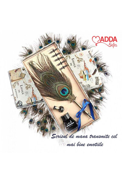 NO BRAND Set de caligrafie cu stilou și pană de păun - Ochiul protector