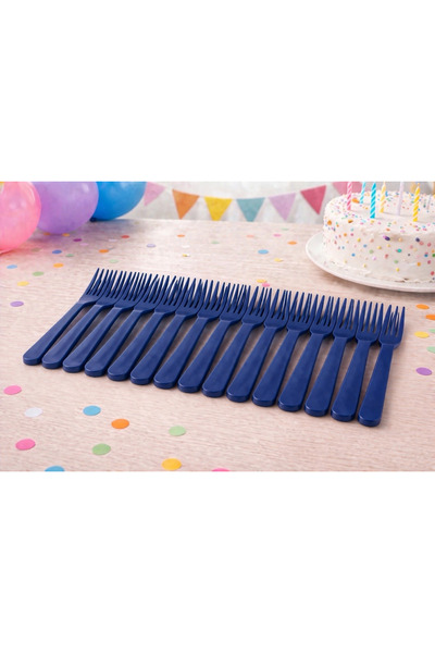 Happyewent 25-Pack Navy Blue Plastic Forks – Disposable Durable Party Forks