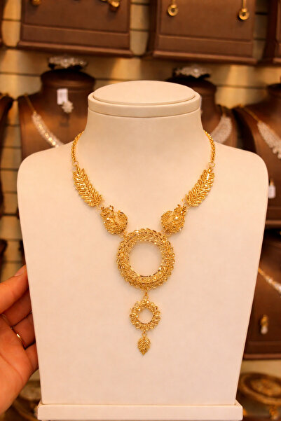 SAMGE قلادة فاخرة مزينة بأوراق ذهبية وتصميم دائري مفرغ، مجوهرات نسائية على ال...