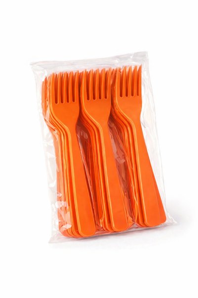 Happyewent Orange Plastic Forks 25-Piece Set – for Parties, Birthdays, and Organizations