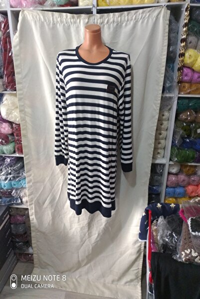 SNF Plus Size Tunic Dark Blue with White 1 Piece 1 Piece Quality Practical St...