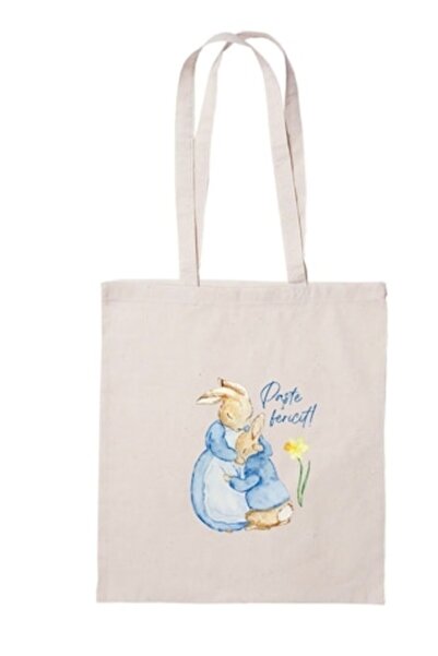 Gamma Print Sacosa textila din bumbac cu imprimeu „Paste Fericit” si iepurasi...