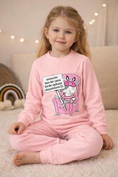 Cankuş Annecim Ben Bir Sana Birde Uykuya Doyamıyorum Pijama Takım 1Yaş-2Yaş-3Yaş