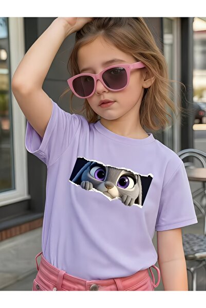 PixelWear تي شيرت Zoo Topia Judy Hopps للأطفال للجنسين كبير الحجم