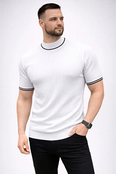 DRESSIFY WOMEN’S FASHION Ανδρικό πλεκτό μπλουζάκι με κοντό μανίκι, μοντέρνο κ...