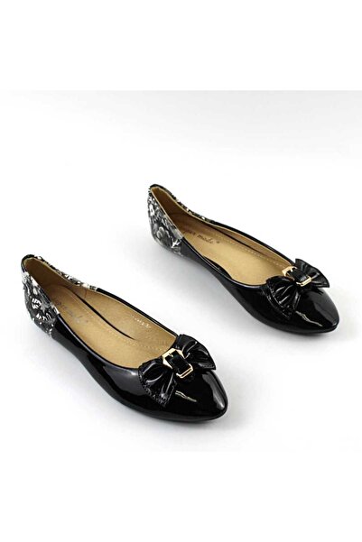 mm Balerini usori de dama , cu fundita si detalii la spate 10572-BLACK