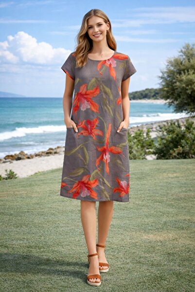 yb yağmur butik Εισαγόμενο φόρεμα καμιζόλα με πλαϊνές τσέπες