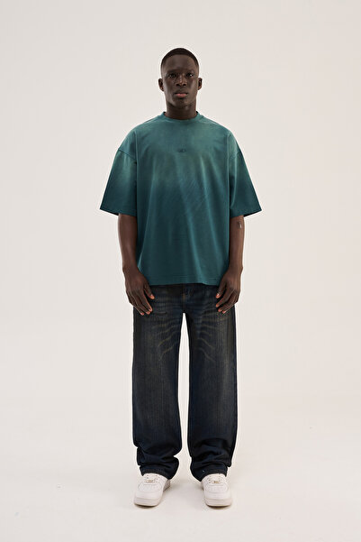 Machinist Ανδρικό μπλουζάκι χακί με ντεγκραντέ εφέ, υπερμεγέθες