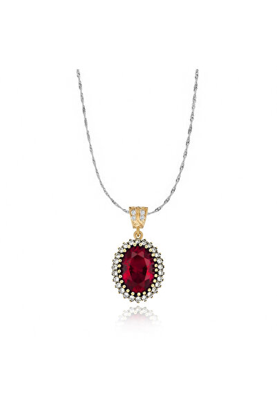 Silveranka 925 Ayar Gümüş Otantik Oval Taşlı Hürrem Kolye