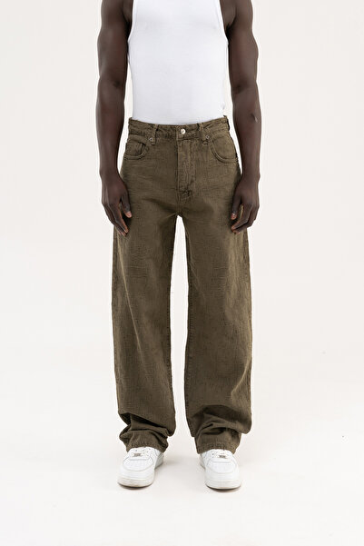 Machinist Ανδρικό φαρδύ τζιν παντελόνι με αφηρημένο σχέδιο και φθαρμένη όψη, ...