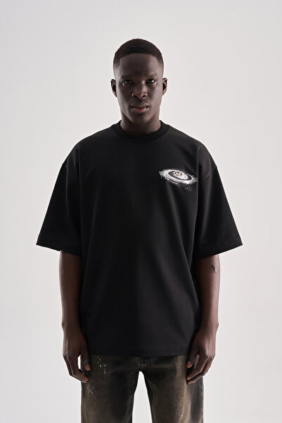 Machinist Tricou oversize Metal Space pentru bărbați, negru