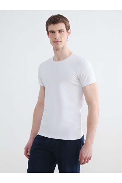 LC Waikiki White Crew Neck Short Sleeve Men's Undershirt