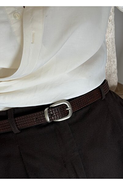 KİLİGİSTANBUL KHAN BROWN колан от изкуствена кожа с плетен десен, 100 см