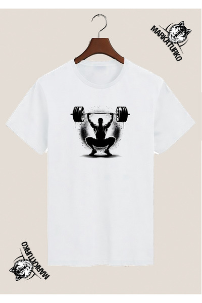 MarkaTurko Gym Custom Design Printed White T-Shirt