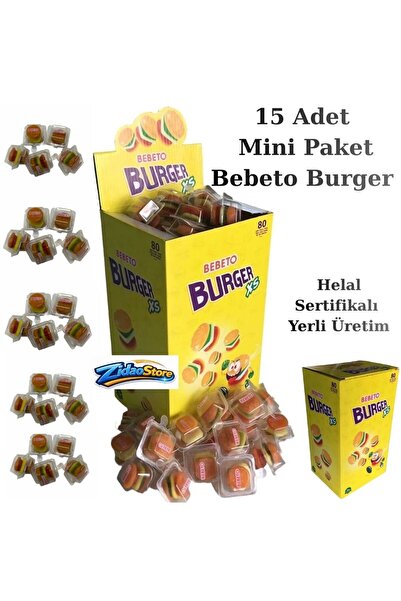 Emrah Gültekin Burger XS Jelibon Şeker 10g x 15 Adet Helal Belgeli Yerli Üret...