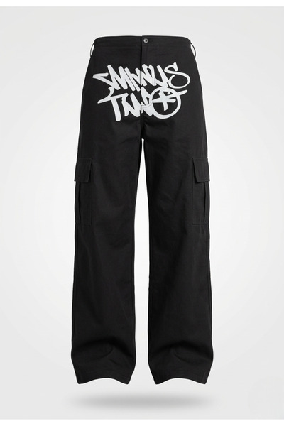 8line Black Grunge Cargo Pants