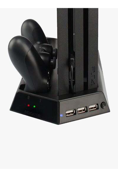 Generic حامل شحن سلكي عمودي مع ثلاثة منافذ USB ومساحة تخزين للأقراص المضغوطة ...