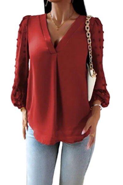 OEM Elegant VOGUET Blouse with Polka Dots Red L