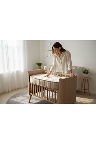 Yumurcak Yatak Kahve Oval Bebek Yatağı Yeni Doğan Ortopedik Süngerli Konforlu...