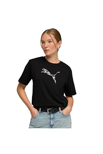 Puma تي شيرت نسائي أسود بتصميم جرافيك أساسي من Essential Graphic Animal 69182101