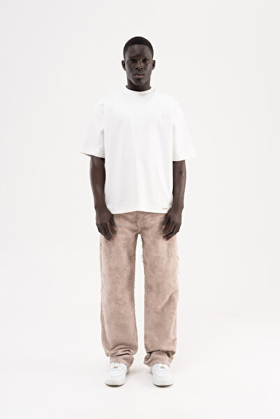 Machinist Pantaloni de blugi largi cu model uzat pentru bărbați, culoare nurcă