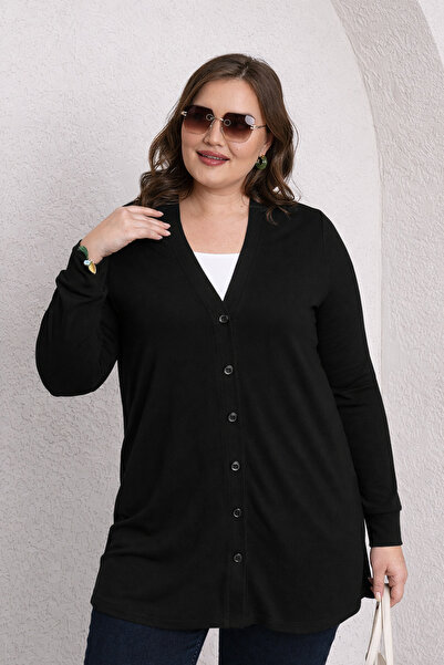 Büyük Moda Plus Size Basic Thin Knitted Cardigan