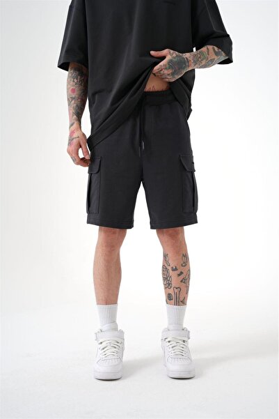 Machinist Men's Basic Relaxed Shorts with Cargo Pockets Light Black